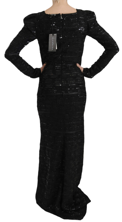 Shop John Richmond Black Silk Sheath Maxi Dress With Women's Sequins
