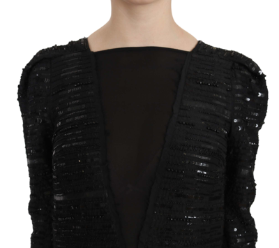 John Richmond Black Silk Full Length Sequined Gown Dress In Black