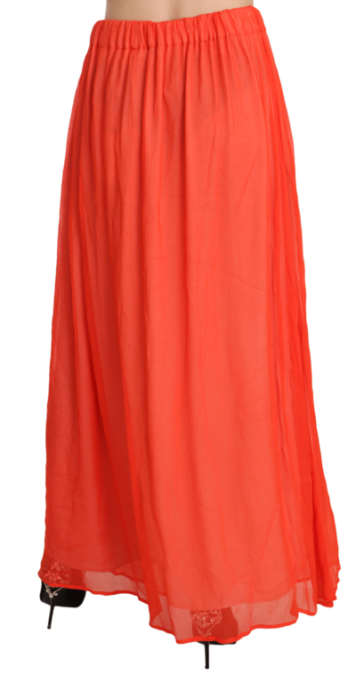 Shop Jucca Elegant Orange Pleated Maxi Women's Skirt