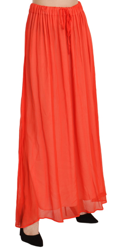 Shop Jucca Elegant Orange Pleated Maxi Women's Skirt