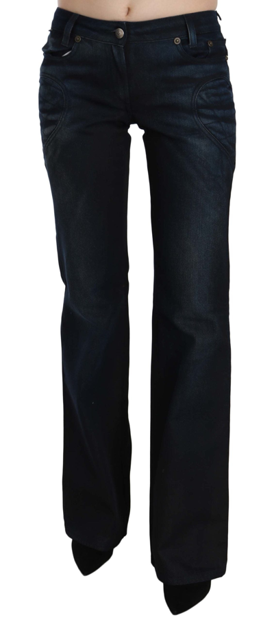 Shop Just Cavalli Chic Mid Waist Straight Denim Women's Pants In Blue