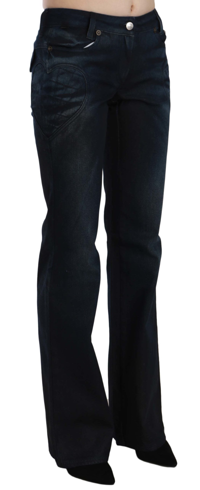 Just Cavalli Washed Mid Waist Straight Denim Pants In Blue