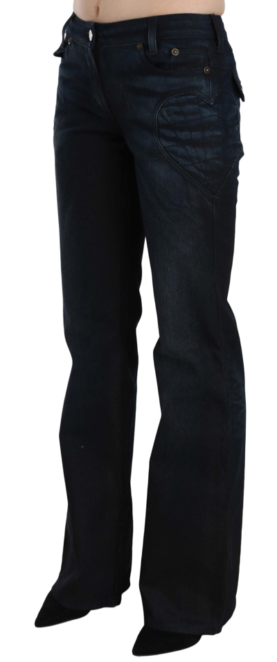 Just Cavalli Washed Mid Waist Straight Denim Pants In Blue