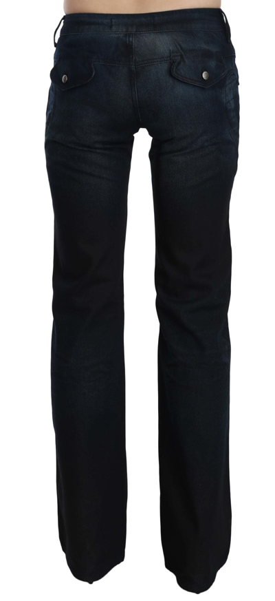 Just Cavalli Washed Mid Waist Straight Denim Pants In Blue