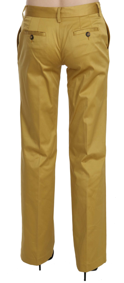 Shop Just Cavalli Mustard Yellow Straight Formal Trousers Women's Pants
