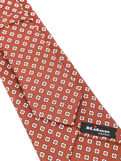 Shop Kiton Men's Brown Silk Tie