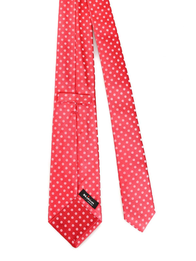 Shop Kiton Men's Red Silk Tie