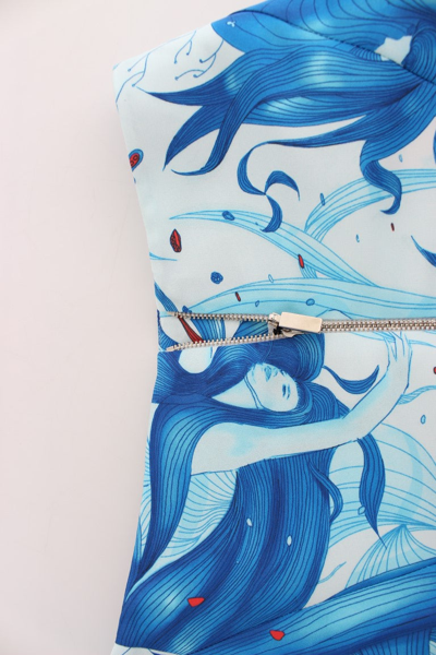 Shop Koonhor Blue Peplum Fresco-print Straight Pencil Women's Skirt