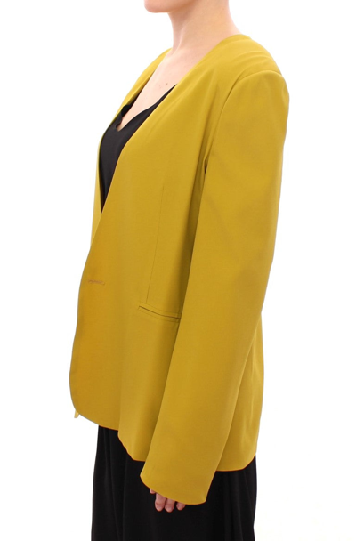 Shop Lamberto Petri Mustard Yellow Silk Blazer Women's Jacket