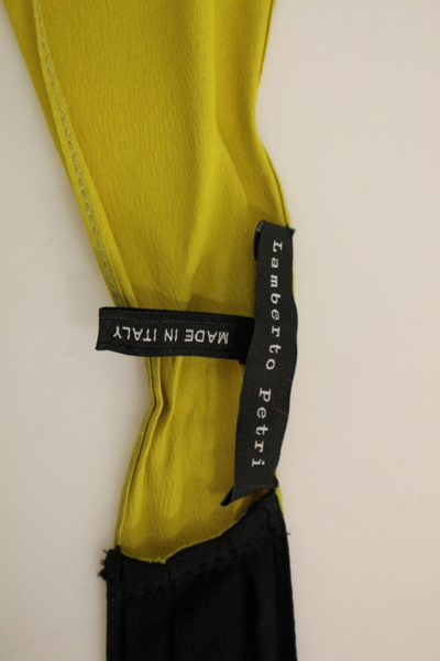 Shop Lamberto Petri Black Yellow Silk Shift Sheath Coctail Women's Dress