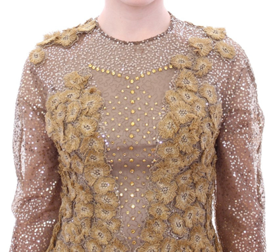 Lanre Da Silva Ajayi Gold Long Lace Maxi Crystal Dress In Gold