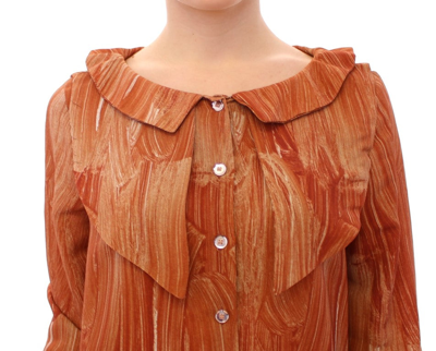 Shop Licia Florio Orange Long Sleeve Button Front Blouse Women's Shirt