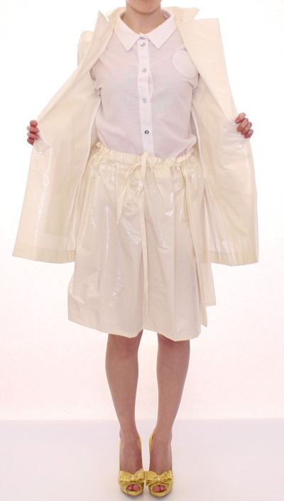 Shop Licia Florio White Viscose Button Front Jacket Coat Women's Trench