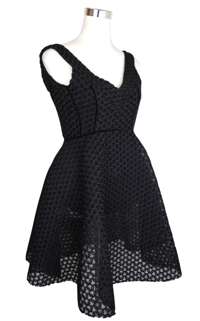 Maje Womens Fit And Flare Black Mesh Embroidered Polyester Trims Dress E17ringo In Black