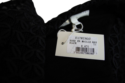 Maje Womens Fit And Flare Black Mesh Embroidered Polyester Trims Dress E17ringo In Black