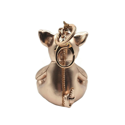 Shop Mcm Champange Gold Metallic Visetos Pig Key Charm W/clip