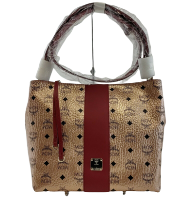 Mcm Klara Champagne Gold Visetos Medium Hobo Crossbody Bag In Gold