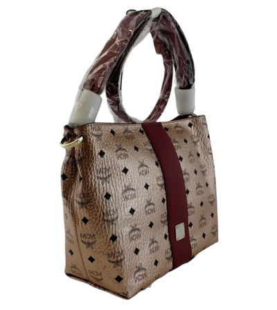 Mcm Klara Champagne Gold Visetos Medium Hobo Crossbody Bag In Gold