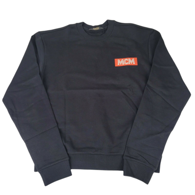 Mcm Men's Black Cotton Rubber Logo Oversized Pullover Sweater (regular; S) In Black