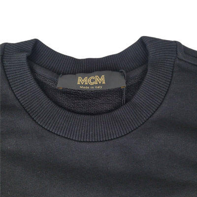Mcm Men's Black Cotton Rubber Logo Oversized Pullover Sweater (regular; S) In Black