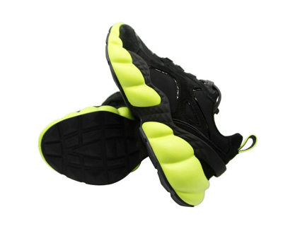 Shop Mcm Men's Black Luft Collection Suede Neon Green Trim Sneaker Mex9amm66bk (42 Eu / 9 Us)