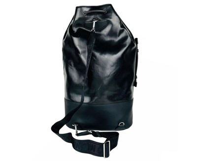 Shop Mcm Men's Black Tivitat Coated Canvas Large Drawstring Sling Backpack