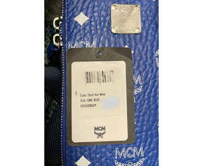 Shop Mcm Men's Blue White Visetos Crossbody Camera Bag In Blue / White