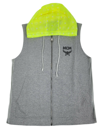 Shop Mcm Men's Gray Cotton Flo Vest Sleeveless Nylon Hood Sweatshirt Mhv9alc04eg (regular; M)