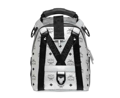 Shop Mcm Men's Jemison Silver Coated Canvas Small 2 In 1 Backpack Belt Bag Muk9sjv23sb001