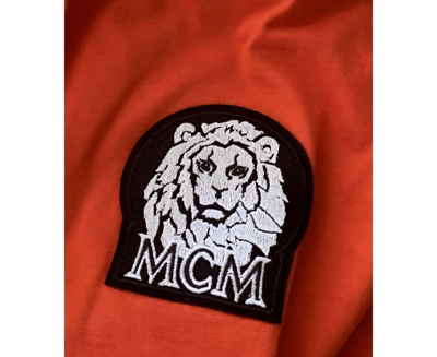 Shop Mcm Men's Orange Munich Lion Logo Cotton Short Sleeve T-shirt
