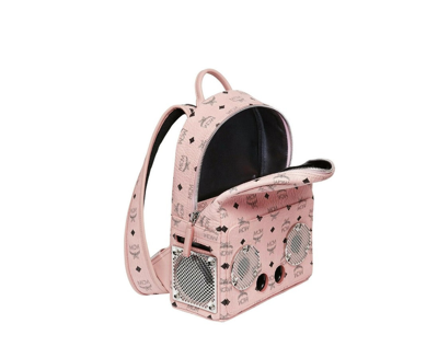 Shop Mcm Men's Soft Pink Coated Canvas Small Wizpak Speaker Backpack Mmk8aoc85pz001