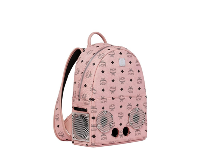Shop Mcm Men's Soft Pink Coated Canvas Small Wizpak Speaker Backpack Mmk8aoc85pz001