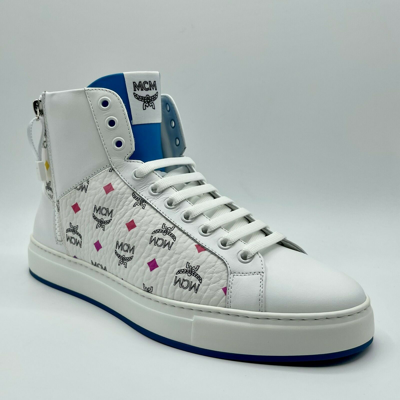 Shop Mcm Men's White Leather Rainbow Spectrum Hi Top Sneaker Mex9smm07wa (43 Eu / 10 Us)