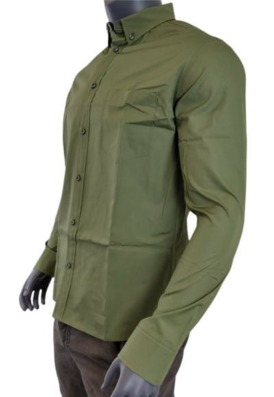 Shop Mcm Men's Winter Moss Green Cotton Button Down Dress Mhh9ara39g8 (it 48 / Us 38)