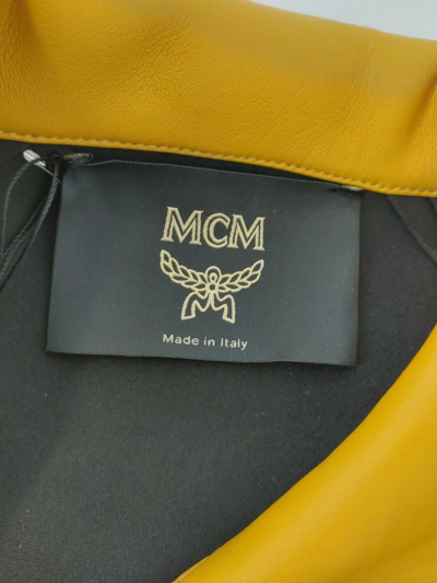 Shop Mcm Men's Winter Moss Green Leather Stripes Bomber Jacket Mhj9ara39g8 52 It / 42 Us