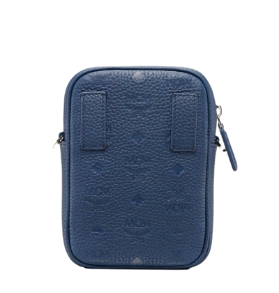 Shop Mcm Mini Tivitat Women's Blue Monogram Leather Crossbody Sling Bag