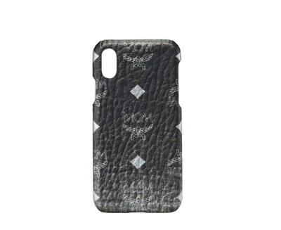 Shop Mcm Unisex Black / Silver Gradation Visetos Iphone Xs Cell Phone Case Mze9avi48sv001