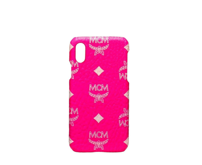 Shop Mcm Unisex Neon Pink Visetos Iphone X / Xs Cell Phone Case