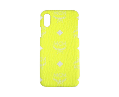 Shop Mcm Unisex Neon Yellow Visetos Iphone X / Xs Cell Phone Case