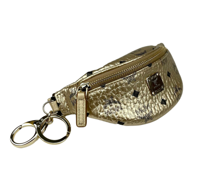Shop Mcm Women's  Berlin Gold Visetos Mini Belt Bag Charm Key Ring