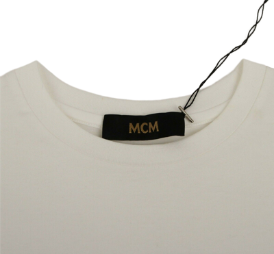 Shop Mcm Women's Black Cotton Short Sleeve Plaque Logo Print T-shirt S