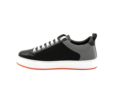 Shop Mcm Women's Black Leather Silver Reflective Canvas Sneaker Mes9ara71bk
