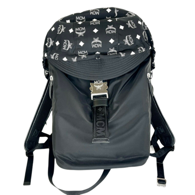 Shop Mcm Women's Black Nylon Luft Hoodie Backpack With Detachable Hood
