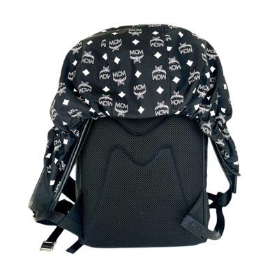 Shop Mcm Women's Black Nylon Luft Hoodie Backpack With Detachable Hood