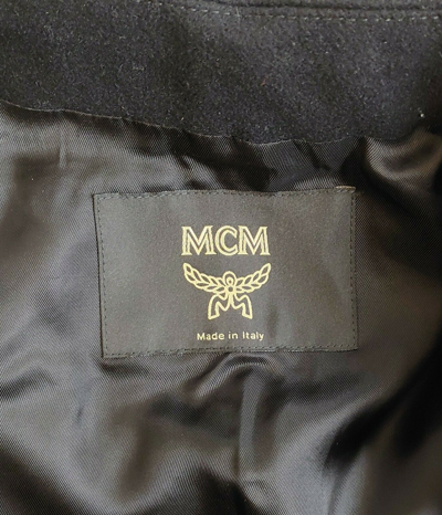 Mcm Women's Black Wool/ Olive Green Quilted Nylon Long Coat W/hood (it 44) In Black