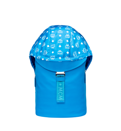 Shop Mcm Women's Blue Nylon Luft Hoodie Backpack With Detachable Hood