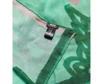 Shop Mcm Women's Green Allover Logo Print Silk Wool Large Scarf Shawl