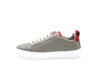 Shop Mcm Women's Grey Leather With Red Trim And Logo Low Top Sneaker Mes9amm16eg (36 Eu / 6 Us)