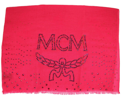 Shop Mcm Women's Magenta Love Potion Cashmere With Crystal Logo Scarf Mef9smm14uf001