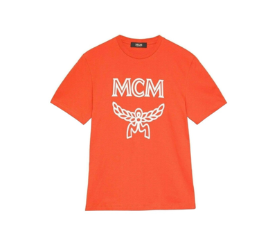 Mcm Womens Orange Cotton Short Sleeve Logo Print T-shirt Mft9amm01oi00 |  ModeSens